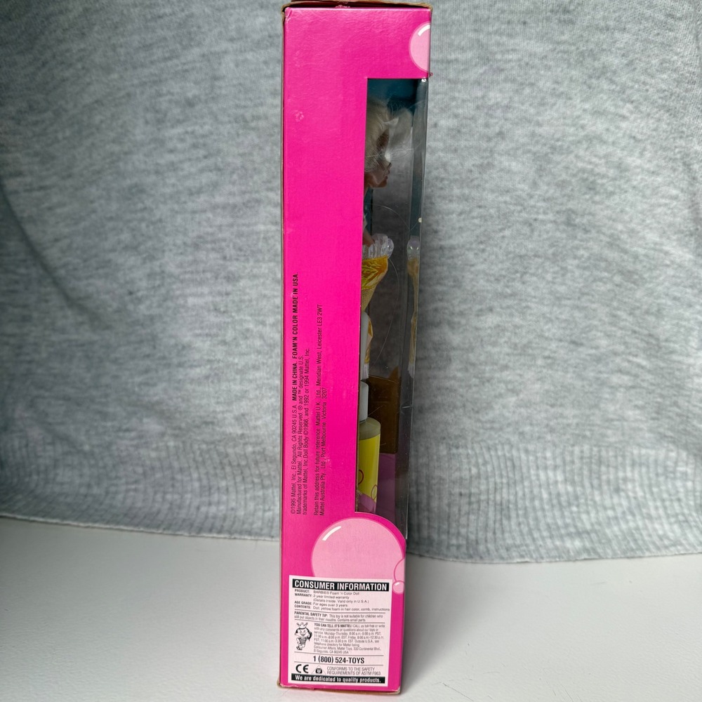 NEW Vintage 1995 Mattel Foam n Color Barbie Doll 15098 Yellow Hair Color NIB - Picture 6 of 9